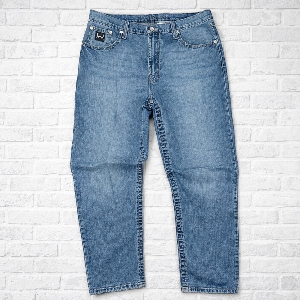 Cinch Black Label 2.0 Jeans Mens 35x30 Blue Fade Relaxed Fit Western Cowboy Work